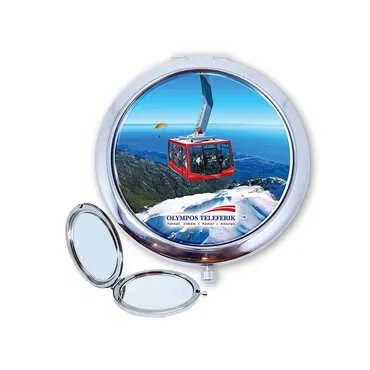 Cable Card Themed Customised Metal Epoxy Travel Make Up Compact Mirror 70x11 mm