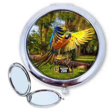 Zoo Themed Customised Metal Epoxy Travel Make Up Compact Mirror 70x11 mm