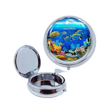 Aquapark Themed Customised Metal Epoxy Travel Pocket Ashtray 50x15 mm