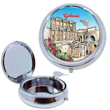 Ephesus Themed Customised Metal Epoxy Travel Pocket Ashtray 50x15 mm