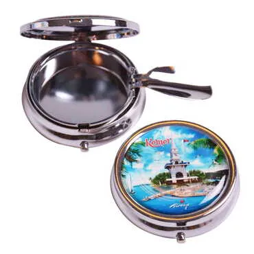Kemer Themed Customised Metal Epoxy Travel Pocket Ashtray 50x15 mm
