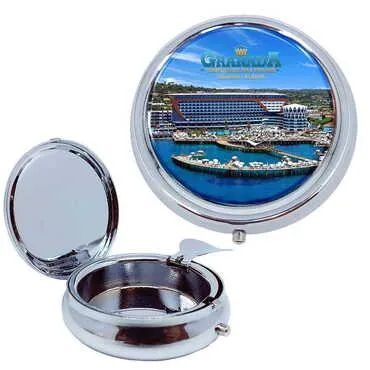 Hotel Themed Customised Metal Epoxy Travel Pocket Ashtray 50x15 mm