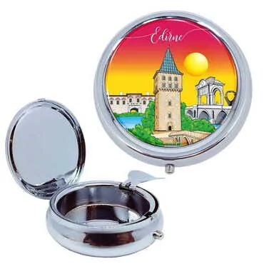City Themed Customised Metal Epoxy Travel Pocket Ashtray 50x15 mm