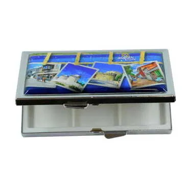 Alacati Region Themed Customised Metal Epoxy Rectangular Pill Box 84x45x13 mm - 2
