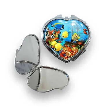 Toptan Aquapark Temalı Myros Metal Kalp Ayna 70x65x8 mm