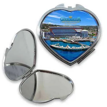 Toptan Otel Temalı Myros Metal Kalp Ayna 70x65x8 mm