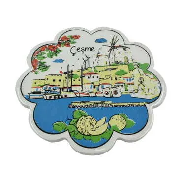 Cesme Themed Turkish Ceramic Custom Themed Daisy Trivet 182 mm - Standart - 2