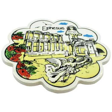 Ephesus Themed Turkish Ceramic Custom Themed Daisy Trivet 182 mm - Standart - 2