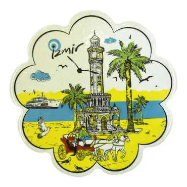 Izmir Themed Turkish Ceramic Custom Themed Daisy Trivet 182 mm