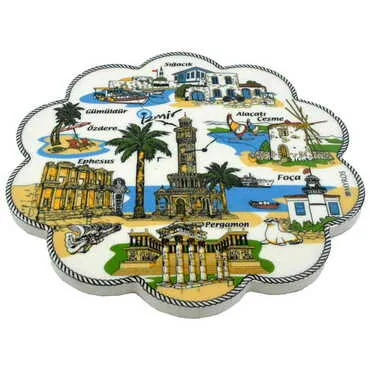 Izmir Region Themed Turkish Ceramic Custom Themed Daisy Trivet 182 mm - Standart - 2