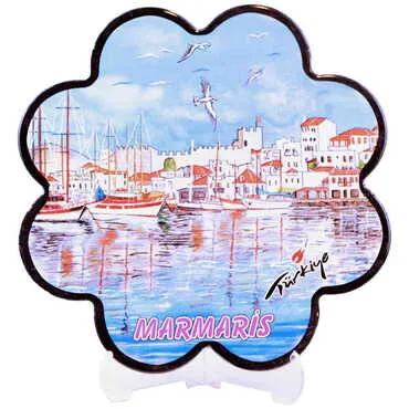 Marmaris Themed Turkish Ceramic Custom Themed Daisy Trivet 182 mm