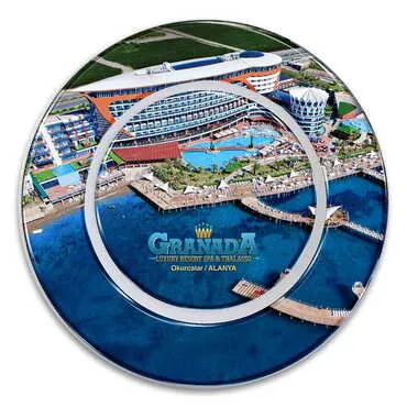 Hotel Themed Customised Ceramic Epoxy Souvenir Plate 20 cm
