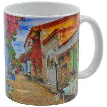 Toptan Alaçatı Bölgesi Temalı Seramik Özel Baskılı Kupa 80x95 mm - 3