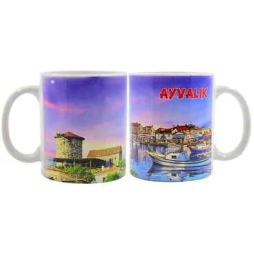 Ayvalik Themed Customised Porcelain Souvenir Travel Mug 80x95 mm
