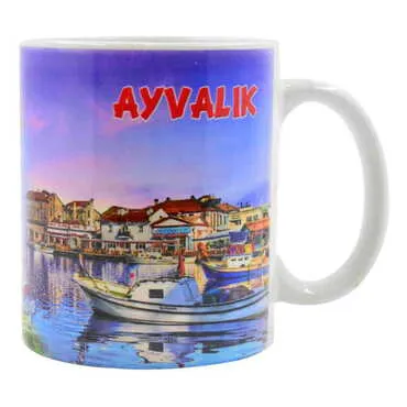 Ayvalik Themed Customised Porcelain Souvenir Travel Mug 80x95 mm - 2