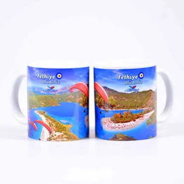Fethiye Themed Customised Porcelain Souvenir Travel Mug 80x95 mm