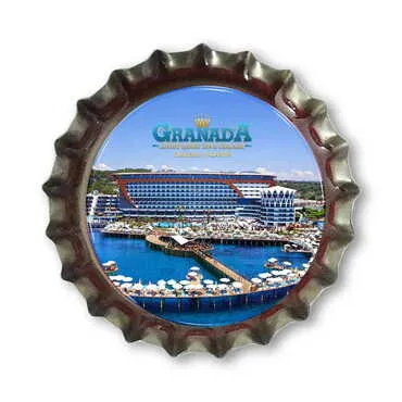 Hotel Themed Customised Epoxy Metal Bottle Cap Magnet 30x10 mm