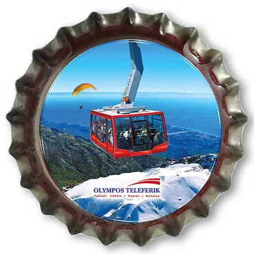 Toptan Teleferik Temalı Myros Gazoz Kapağı Magnet 30x10 mm