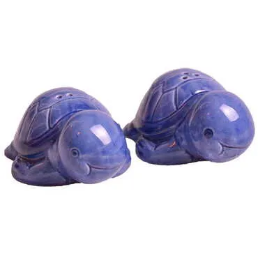 Ceramic Turtle Shaped Blue Salt And Pepper Shaker