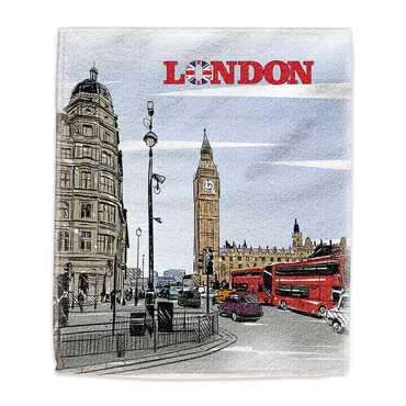 London Themed Customised Digital Printed Tea Towel 400x600 mm