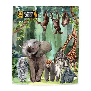 Zoo Themed Customised Digital Printed Tea Towel 400x600 mm