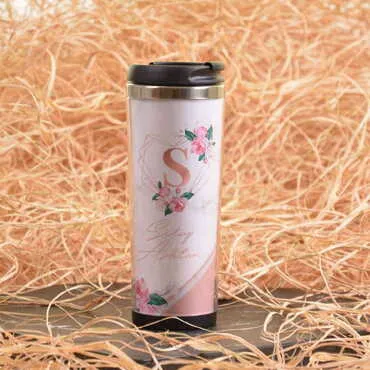 Toptan Kadına Özel İnce Çelik Ofset Thermo Mug 350 ml