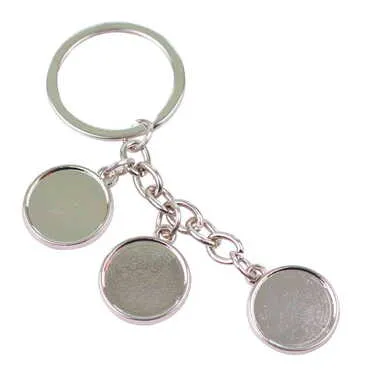Blank Metal Keychain With 3 Charms - Round 40x90 mm