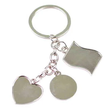 Blank Metal Keychain With 3 Charms - Mixed 40x90 mm