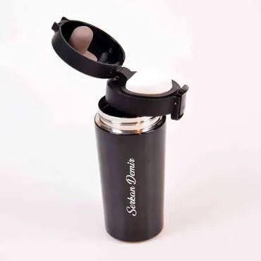 Metal Black Thermos Vacuum Bottle 310 ml - Standart - 2