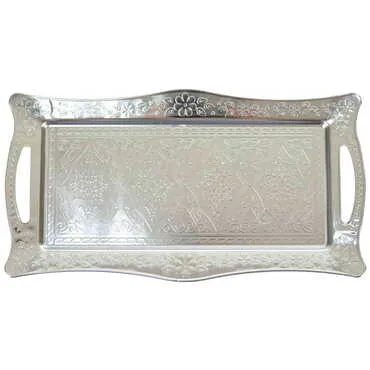 Ottoman Style Metal Turkish Coffee Round Serving Tray for 2 cups - 2