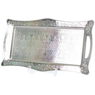Ottoman Style Metal Turkish Coffee Round Serving Tray for 2 cups - 3