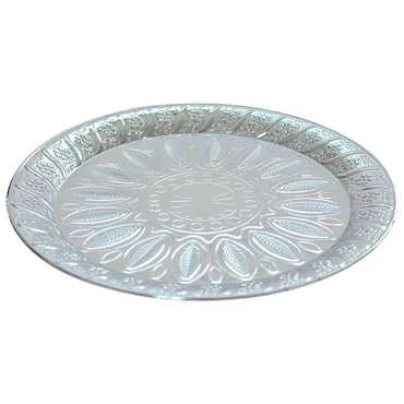 Ottoman Style Metal Turkish Coffee Round Serving Tray for 6 cups - 2