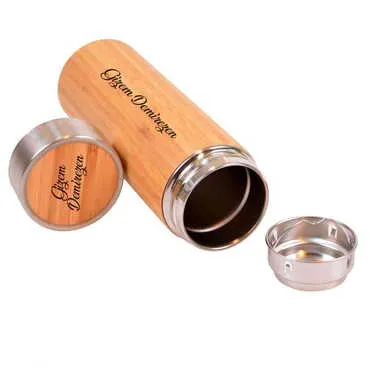 Metal Bamboo Thermos Vacuum Bottle 350 ml - Standart - 5