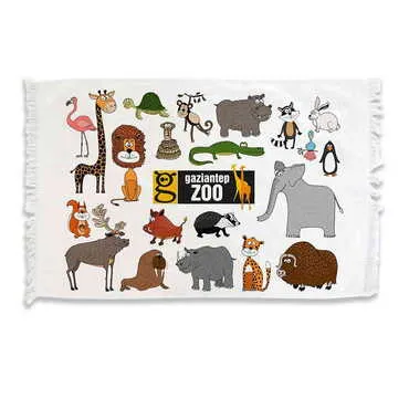 Zoo Themed Customised Serigraphy Printed Hand Towel 600x400 mm