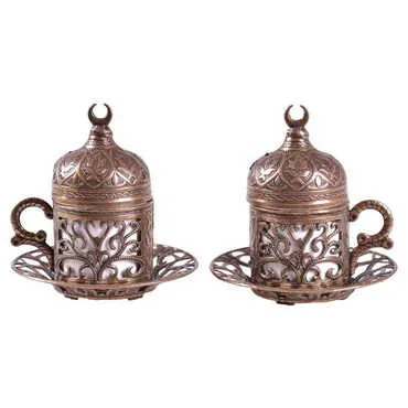 Ottoman Style Metal Turkish Coffe Cup Set Of 2
