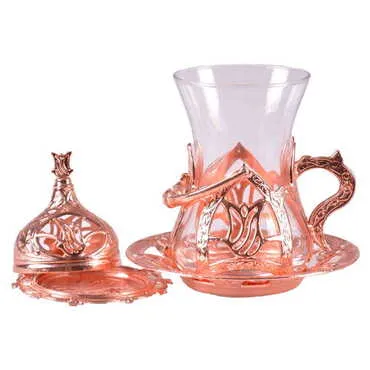 Ottoman Style Metal Gold Turkish Tea Cup Set Of 6 pcs - 2
