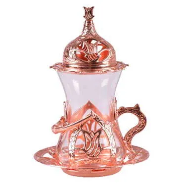 Ottoman Style Metal Gold Turkish Tea Cup Set Of 6 pcs - 3