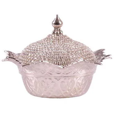 Toptan Kadi̇fe Kutulu 6 Li Taşli Kahve Set Gümüş  - Standart - 7