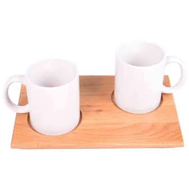Wood Blank Double Mugs Serving Tray - Standart - 4