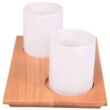 Wood Blank Double Mugs Serving Tray - Standart - 6