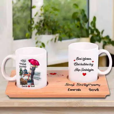 Wood Blank Double Mugs Serving Tray - Standart - 7