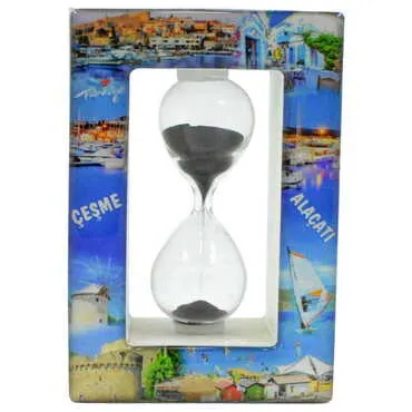 Alacati Region Themed Custom Logo Printed Wooden Hourglass