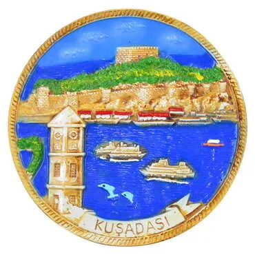 Kusadasi Themed Plaster Raised Cottage Wall Plate 15 Cm - 4