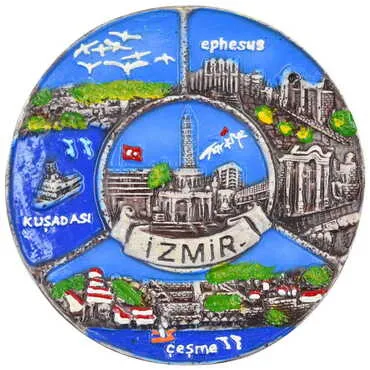 Kusadasi Themed Plaster Raised Cottage Wall Plate 15 Cm - 5