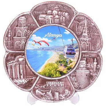 Alanya Themed City Themed Plaster Raised Cottage Wall Plate 20 Cm - 5