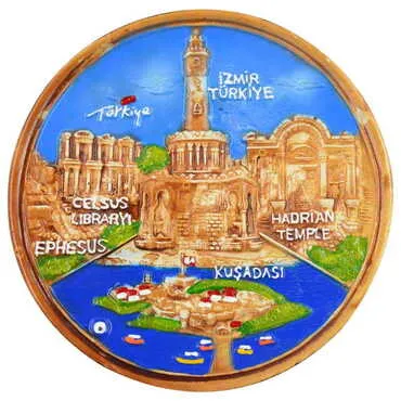 Toptan İzmir Bölgesi Temalı Alçı Yöresel Tabak 20 cm - 4