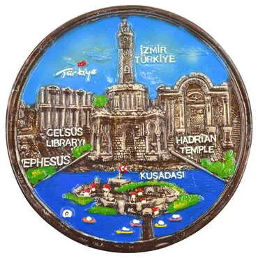 Toptan İzmir Bölgesi Temalı Alçı Yöresel Tabak 20 cm - 5