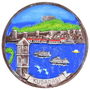 Kusadasi Themed City Themed Plaster Raised Cottage Wall Plate 20 Cm - 3