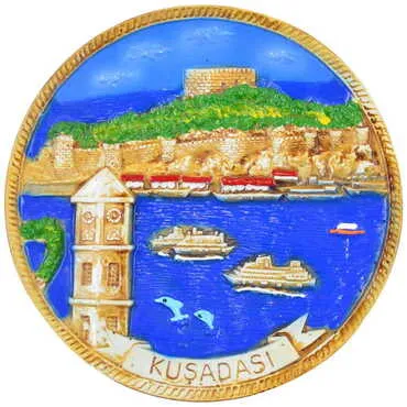 Kusadasi Themed City Themed Plaster Raised Cottage Wall Plate 20 Cm - 4