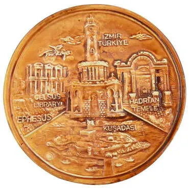 Kusadasi Themed City Themed Plaster Raised Cottage Wall Plate 20 Cm - 6